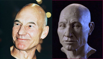 On the left is the actor Patrick Stewart, on the right is a the CGI mock-up of the Kennewick man. They look nearly identical